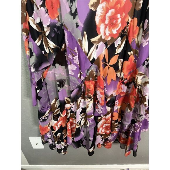 Jessica Howard Womens 32/3X Dress Floral Purple Fairy Sheer Cottagecore MIDI - Picture 8 of 13
